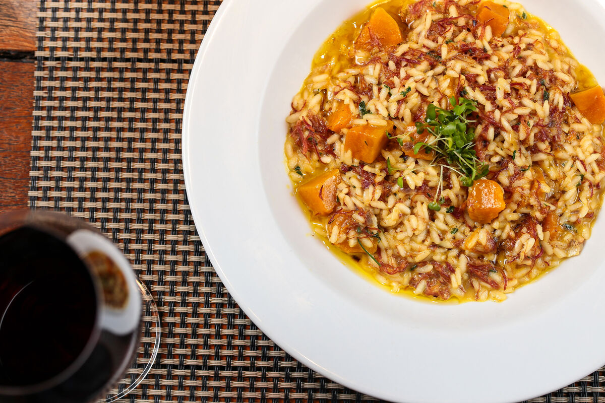Risoto de zucca com carne seca